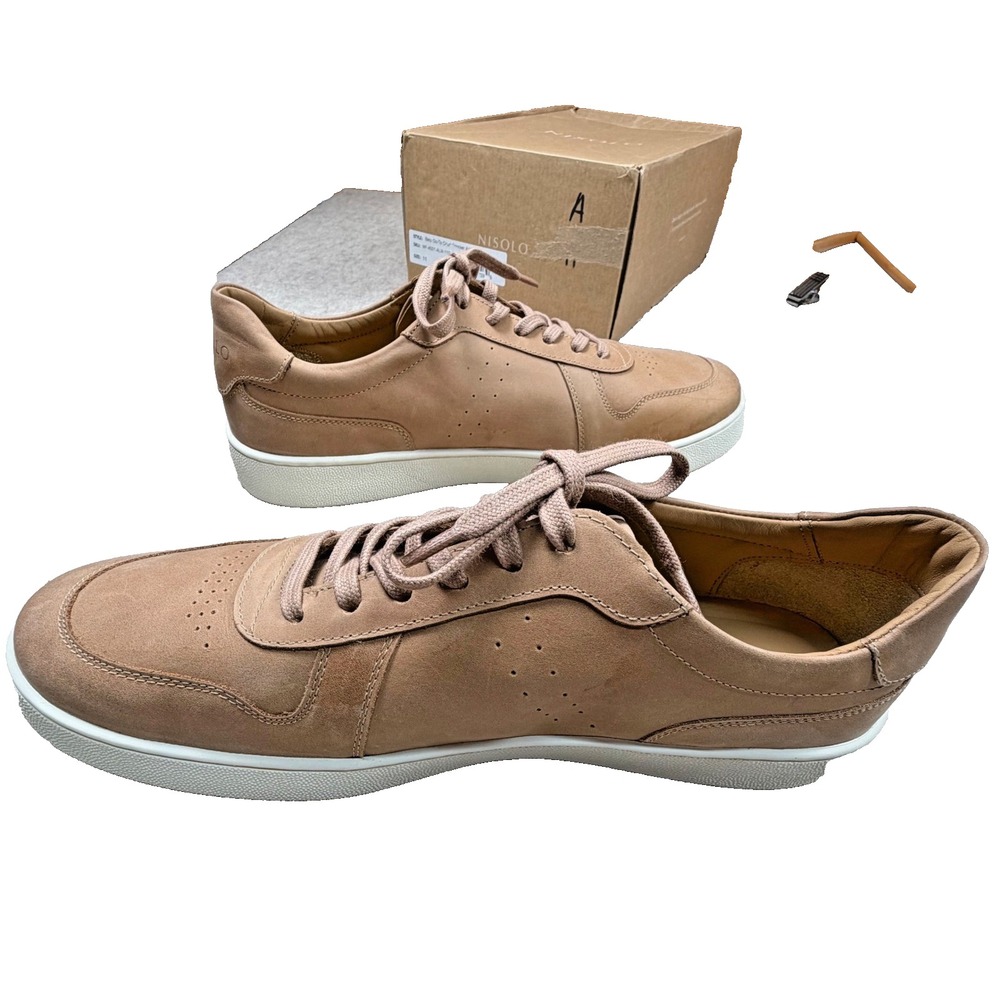 Nisolo Beto Sneaker Go-To Court Men's 11 Almond Tan All Leather /with dust bag